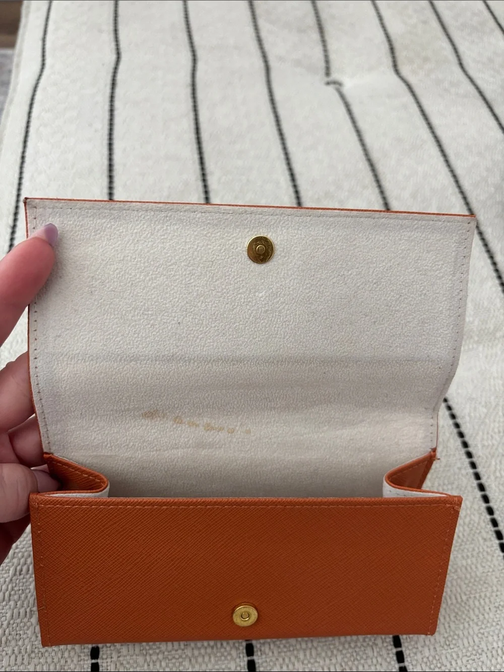 Tory Burch Orange Saffiano Sunglasses Case with Gold Logo